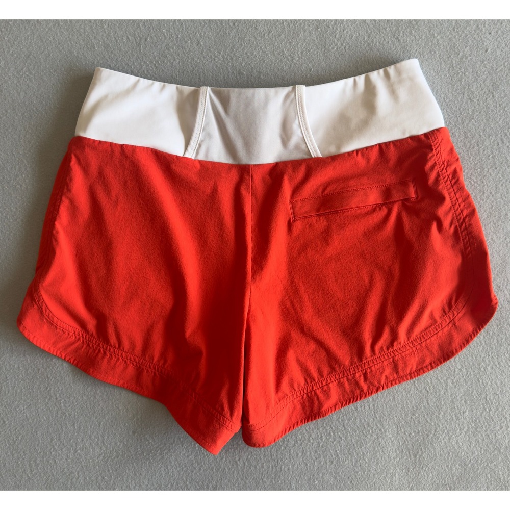 Athleta Women's Orange Athletic Shorts Stripe Side Size 8 Running Training - Picture 7 of 10